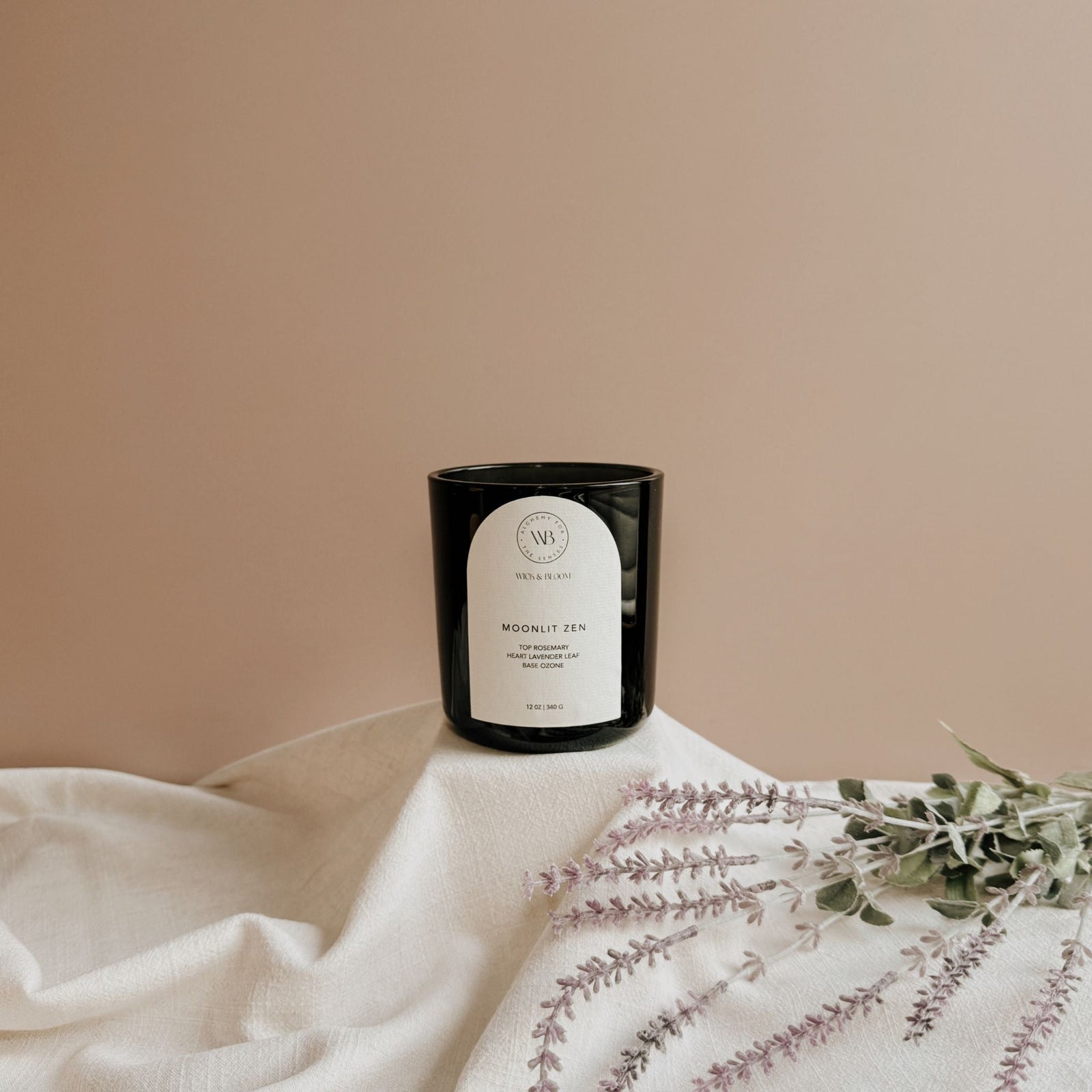 Moonlit Zen Candle in a Matte Black Candle Vessel | 12 oz