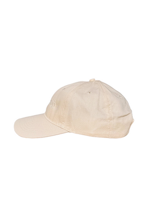 Wick & Bloom "Candle Snob" embroidered cap in cream, side view
